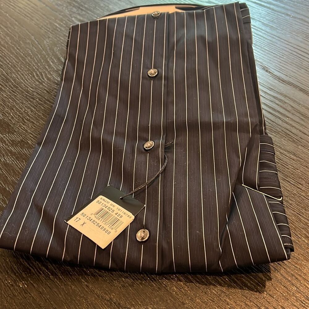 Hugo Boss White and Blue Dress Shirt with Pinstripes - Picture 3 of 3